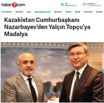 Kazakistan Cumhurbaşkanı Nazarbayev’den Yalçın Topçu’ya Madalya