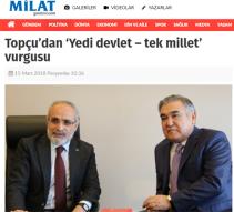 Topçu’dan ‘Yedi devlet – tek millet’ vurgusu