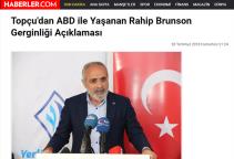 Topçu‘dan ABD ile Yaşanan Rahip Brunson Gerginliği Açıklaması