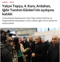 Yalçın Topçu, 4. Kars, Ardahan, Iğdır Tanıtım Günleri’nin açılışına katıldı