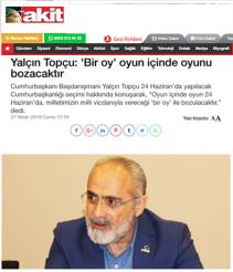 Yalçın Topçu: ‘Bir oy‘ oyun içinde oyunu bozacaktır