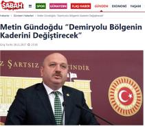 Metin Gündoğdu “Demiryolu Bölgenin Kaderini Değiştirecek”