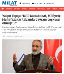 Yalçın Topçu: ‘Milli Mutabakat, Milliyetçi Muhafazakar tabanda bayram coşkusu olmuştur‘